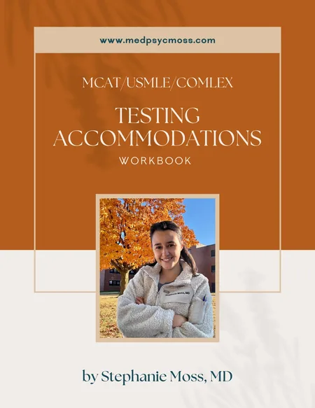 Cover of the Testing Accommodations Workbook for the MCAT, USMLE and COMLEX.
